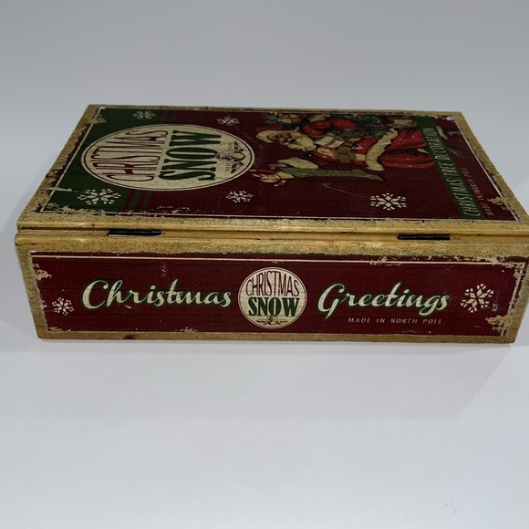 Christmas Snow Santa Wooden Book Vintage Style Christmas Stash Box Decor - Picture 6 of 7